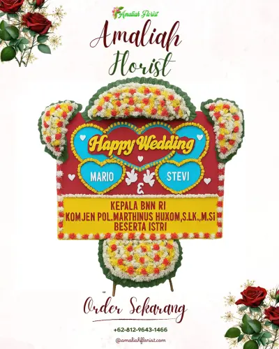 Karangan Papan Bunga Pernikahan di Rappokalling